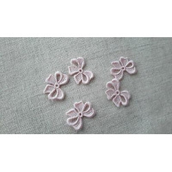 n. 5 Applicazioni in tessuto a fiocco da cucire colore rosa cm 3 x2