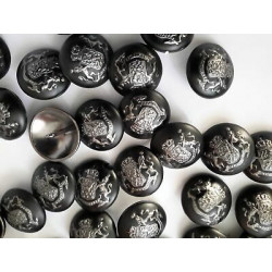 n 10 Bottoni rotondi metallo colore grigio e nero cm 2,5 foro dietro
