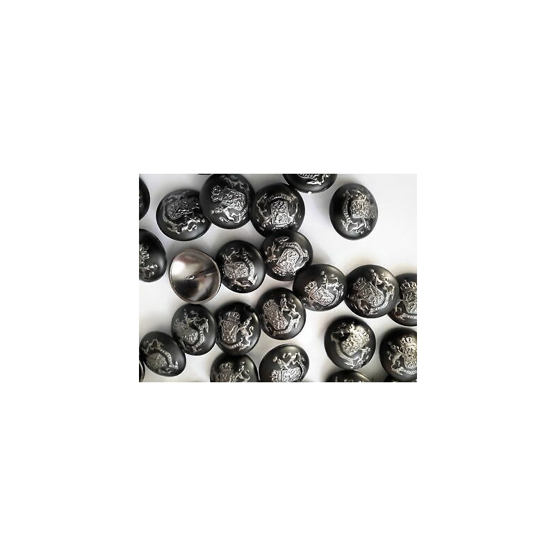 n 10 Bottoni rotondi metallo colore grigio e nero cm 2,5 foro dietro