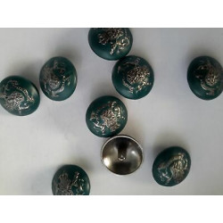 n 8 Bottoni rotondi metallo colore grigio e verde cm 2,5 foro dietro