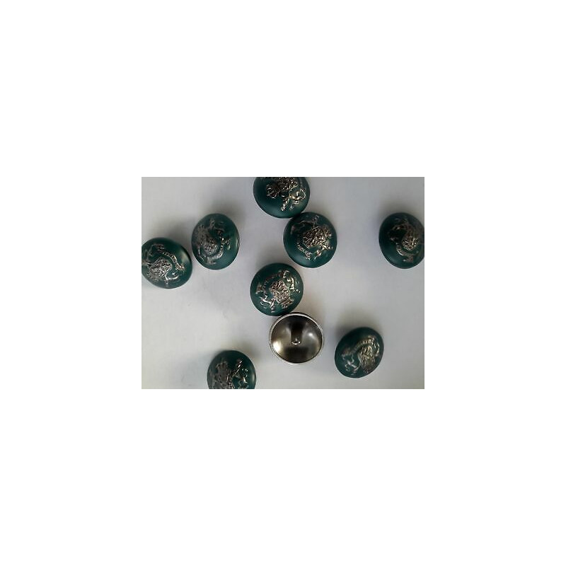 n 8 Bottoni rotondi metallo colore grigio e verde cm 2,5 foro dietro