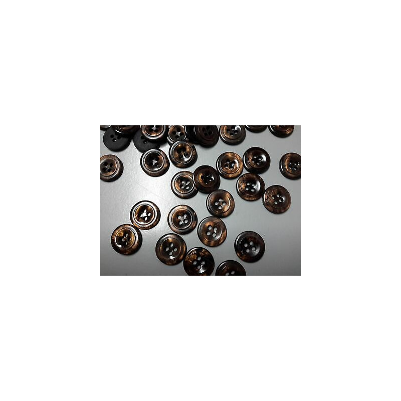n 10 bottoni rotondi in plastica colore nocciola sfumato cm 1,5 a 4 fori