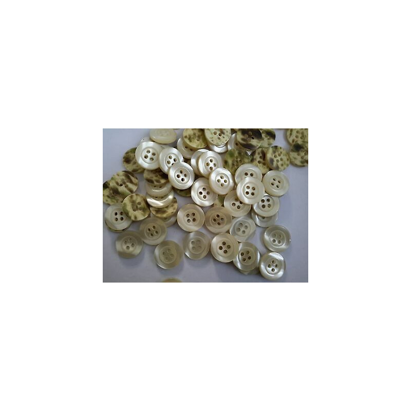 n 60 Bottoni rotondi plastica beige cm 1,6 4 fori effetto madre perla