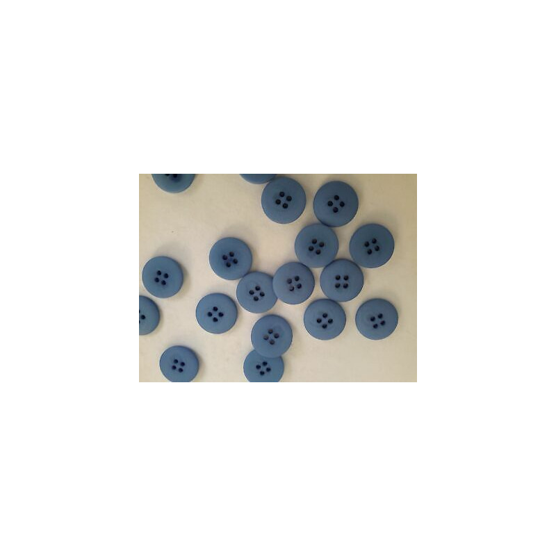 n 10 bottoni rotondi in plastica colore azzurro opaco cm 2 a 4 fori