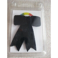 N. 1 Applicazione a fiocchetto in velluto nero con rosa verde cm 4 x 5 mar