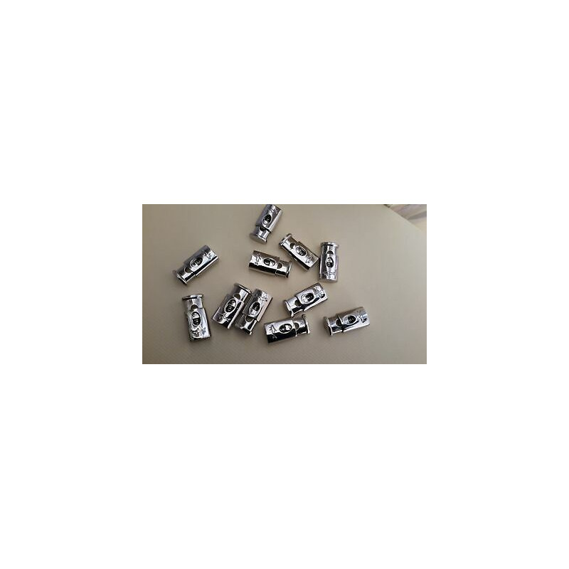 9954) n 2 ganci fermacorda a molla metallo cilindrico color argento cm 2x1  per c